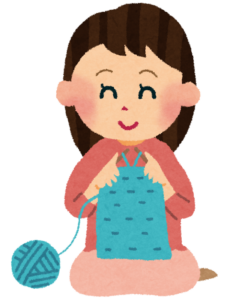 編み物をする女性